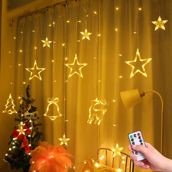 LED de luces de hadas de la guirnalda de la cortina de la lámpara de control Remoto de la cadena de luces de Año Nuevo decoraciones de Navidad para el hogar ventana del dormitorio