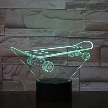 El skate 3D LED Lámpara de Noche Romántica Dormitorio Lámpara de Mesa de san valentín Regalos para los Amantes de las Parejas de Dormir de los Niños de Luz 3D-2195