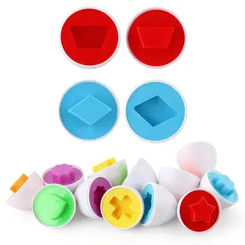 6pcs Montessori 3d Rompecabezas Juguetes Para los Niños de Matemáticas de Educación Smart Huevos Rompecabezas Mixto de Herramientas de Forma de Color de la Forma de la Cognición de los Niños de Juguete