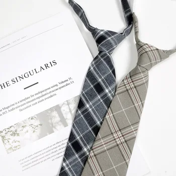 Japonés de la Cremallera de la Corbata Perezoso Corbata de Moda 7cm Niño Niña Corbata Para Hombre Flaco Slim Estrecho Estudiante Vestido de Fiesta de la Boda Corbata Presente