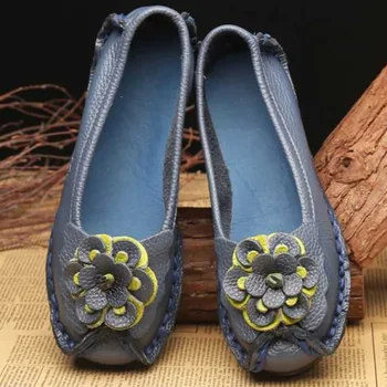GKTINOO de Alta Calidad de Cuero Genuino de los Pisos de la Mujer Zapatos de Primavera 2020 Super Diseñador de la Flor de Damas Casual Zapatos Mocasines Mujer