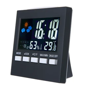 La temperatura del Calendario Reloj despertador Digital LCD Higrómetro Interior de las Habitaciones de Repetición de alarma de Sonido-Control de luz de fondo de Color Pronóstico del Tiempo