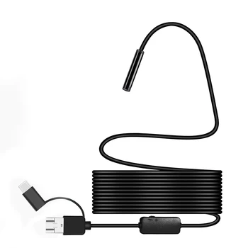 3 en 1 Tipo-C USB 8.0 mm Endoscopio Cámara de 1080P HD USB Endoscopio de 8 LED 2/Cable de 5M Impermeable de Inspección Boroscopio para PC Android
