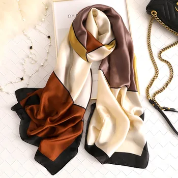 2019 Mujeres de la Bufanda de Seda de Diseño de Impresión Mujer Foulard Hiyab Bufandas de Verano de la Señora Chal Playa Cover-ups Bufandas Envuelve el Cuello de la Diadema