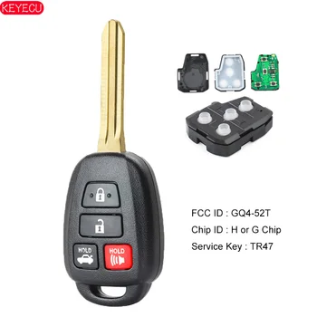KEYECU GQ452T 4 Botón de control Remoto Llavero con mando a distancia de Repuesto para Toyota Rav4 Highlander 2013-2017 - GQ4-52T - G O H Chip