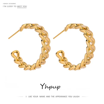 Yhpup Elegante Cadena de Metal Geométricas Aretes Minimalista 14 k Plateó la Joyería de los Pendientes para las Mujeres Bijoux Femme Regalo 2020
