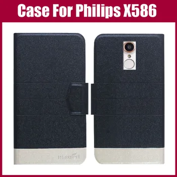 La venta caliente! Nueva Llegada 5 Colores de Moda de Lujo Ultra-delgado de Cuero del Teléfono funda Protectora Para Philips X586 Caso