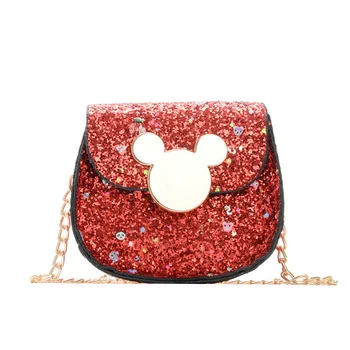 Disney verano de lentejuelas de los niños del bolso de la moda de Mickey Mouse niña mini crossbody bolsa salvaje de la cadena pequeña bolsa