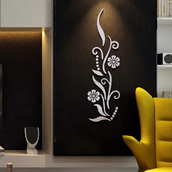 Acrílico 3D Espejo de la Pared de la etiqueta Engomada de la Flor Baño Arte Decorativo de Pared Pegatinas Decal Decoración del Hogar Para la Sala de estar #007