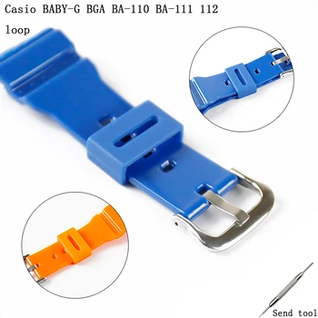 Ver los accesorios de resina bucle adecuado para Casio BABY-G BGA BA110 111 120 impermeable de silicona correa de hebilla de bucle