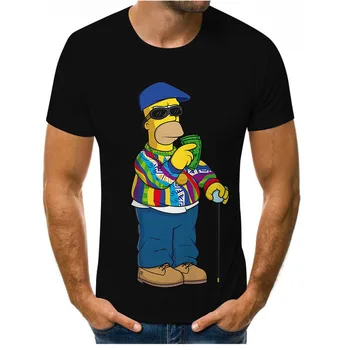 De dibujos animados de Anime de los Simpsons, la Impresión en 3D de la Moda de los Hombres y de las Mujeres de Manga Corta T-shirt Material Suave al aire libre Casual Suelto Hombres de la T-shi