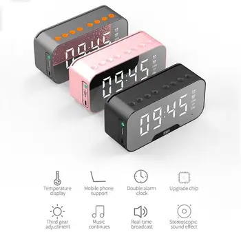 Función de llamada la Función de Radio FM Altavoces Bluetooth Dual Reloj de Alarma Inalámbrico del Altavoz de la Pantalla LED de la Pantalla Altavoz Bluetooth