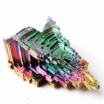 1PC 10-120g arco iris de Mineral de Bismuto Pirámide de Cristal del Metal Mineral Muestra de colores clúster de Decoración para el Hogar