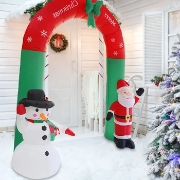 2,4 m de altura de Navidad Inflable del Arco Yardas del Arco con Santa Claus, muñeco de Nieve de Navidad Año Nuevo de Parte de la Tienda del Hogar Jardín Patio de Decoración