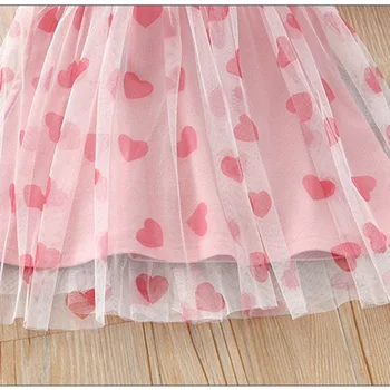 Vestidos Para Año Nuevo 2021 Amor De Verano, Día De San Valentín, Patrón De Vestido De Princesa De Esponjosa De Malla Vestido De Los Niños Ropa Niñas, Ropa