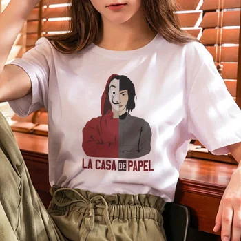 2019 Nuevos Estantes de la Camiseta de las Mujeres Gracioso Casa De Papel moneda Toque Heist Tees TV Camiseta Casual de Manga Corta Mujer T-Shirt Tops