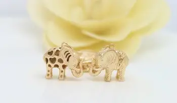 4PCS 17x17MM 24K de Oro de Champán de Color Latón Plateado Elefante Encantos Colgantes Colgantes de Alta Calidad de Bricolaje Accesorios de la Joyería