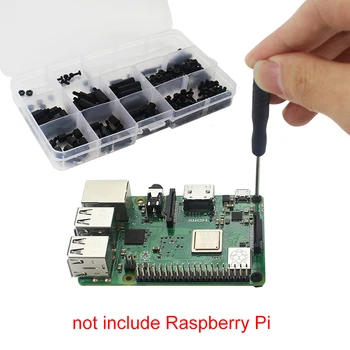 210 pc Raspberry Pi Nylon Kit de Tornillos de Plástico Negro Tornillos Tuercas Traje M2.5 M3 para Raspberry Pi 4 Caso de los Accesorios con el Destornillador