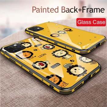 Para el iPhone pro 11 / 11 pro max 6d vidrio templado caso pintada de espalda + bastidor a prueba de Explosión cubierta de cristal Para el iphone 11 caja de Vidrio