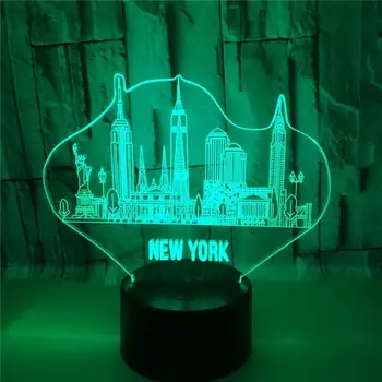 Edificios de nueva York Modelado 3d Ilusión de Luz De 7 Colores led usb de Escritorio, Lámpara de Mesa para el Hogar Dormitorio Livin Decoración de la Habitación