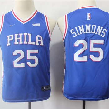 NBA Niños de Philadelphia 76ers #25 Ben Simmons de Baloncesto Camisetas de la Ciudad de Edición Swingman Jersey Bordado de Malla de la Juventud Camisetas de Deporte