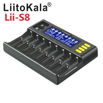 LiitoKala Lii-S8 8 Ranuras LCD Cargador de Batería de Li-ion LiFePO4 Ni-MH Ni-Cd 9V 21700 20700 26650 18650 RCR123 18700