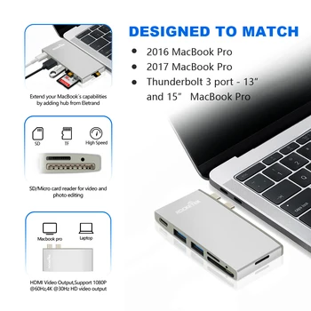 Rocketek multi tipo c 3.0 hub USB puerto de Alimentación del adaptador de Interfaz splitter SD/TF Lector de Tarjetas para MacBook pro pc portátil accesorios