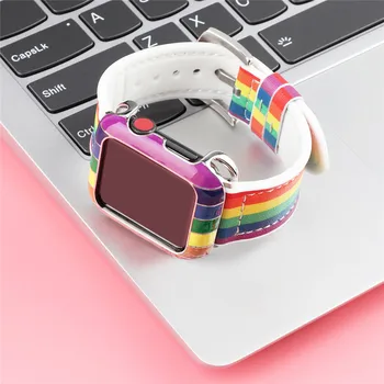 Arco iris de colores de Cobre Cubierta para Apple Watch Caso de los 6 de 40/44/38/42mm de Metal de la Moda a prueba de Golpes de Parachoques para el iWatch de la Serie SE 5 4 3 2
