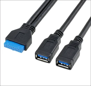 Libre shipjping Placa base 20Pin Encabezado de 2 Puertos USB 3.0 Hembra Hub Cable de Extensión