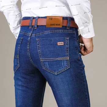 Casual de negocios Tramo Slim Jeans Nuevos Hombres de la Marca de pantalones Vaqueros de Moda de los años 80 Clásicos Pantalones de alto grado del Dril de algodón Pantalones de dropshipping