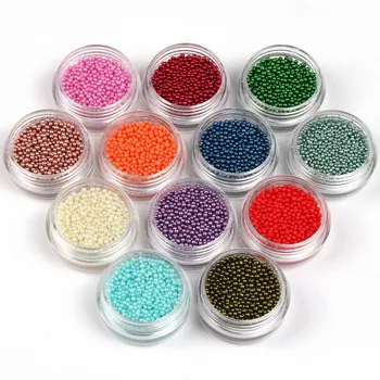12 Cajas/Conjunto de 0.6-0.8 MM de Caviar para Uñas de diamantes de Imitación Para las Uñas Micro de Cristal de la Joyería de los Encantos de la Bola 3D Decoración de Uñas de Arte de Uñas Suministros