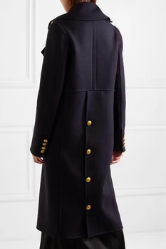 Nuevo UK 2020 Primavera de Invierno de las Mujeres de gran tamaño de Doble botonadura Militar de Lana Largo Abrigo de Mujer ropa de Abrigo manteau femme abrigos mujer