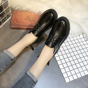 COOTELILI las Mujeres de la Moda de Invierno de los Zapatos de las Mujeres zapatos Casuales de la Mujer Pisos de Encaje hasta las Señoras de Cuero de Zapatos de Plataforma de Tacón de 4cm