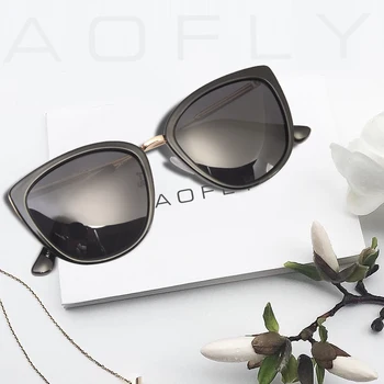 AOFLY el DISEÑO de la MARCA Nueva de Ojo de Gato Gafas de sol de las Mujeres de Moda las Pequeñas Gafas de sol Polarizadas Patas de Metal Tonos UV400 A105