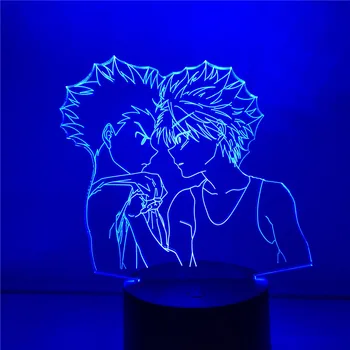 3D Lámpara de Hunter X Hunter Freecs Y Killua Luz de Noche LED de Anime Figuras Lámpara HXH Dormitorio Iluminación de la Decoración de la Decoración del Hogar, Lampe