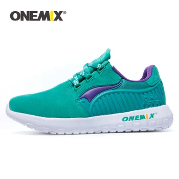 ONEMIX Mens Ligeras Zapatillas Ourdoors de Piel Empeine Zapatos de Trotar Caminar Zapatillas de deporte Suave Flexible Breathale Zapatillas de Deporte de
