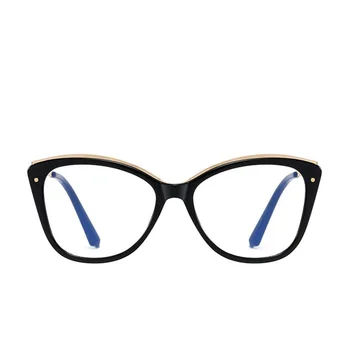 De alta Calidad TR90 Marco de Gafas Ojo de Gato Damas Azul Leopardo Punto de Metal Gafas de Marco a las Mujeres de la Moda Óptica oculos de grau feminino