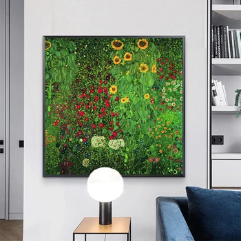 Gustav Klimt Flores Pinturas en Lienzo Sobre el Arte de la Pared Carteles Y Grabados de la Granja Jardín con Girasoles de Arte de la Foto de la Decoración del Hogar