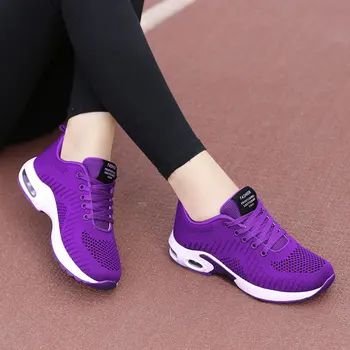 2020 Primavera Otoño Coreano De La Moda De Las Zapatillas De Deporte De Las Mujeres De Encaje Hasta Zapatos Casuales De Basket Femme Rojo Púrpura Zapatillas De Deporte De Las Señoras De Tenis Feminino