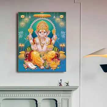 La India de Oro Ganesha Templo Carteles Dios Elefante Pintura sobre Lienzo Carteles y Grabados, Religión, Arte de la Pared de Arte para Vivir Decoración de la Habitación