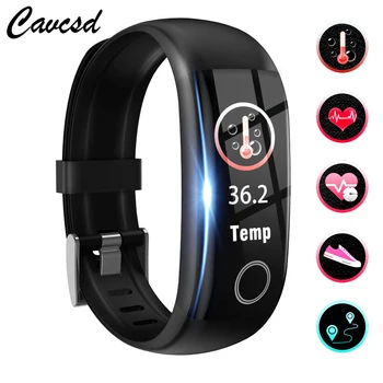 CAVCSD T10 Reloj Inteligente de la Pantalla a Color del Podómetro de Deportes Monitor de Frecuencia Cardíaca de Fitness Tracker de monitoreo en tiempo Real de la Temperatura del Cuerpo