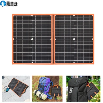 Solar plegable cargador de 12v 40w 50w solar powerbank usb de 5v de panel solar portátil para smartphone del coche del ordenador portátil de el barco de la caravana de RV de la batería