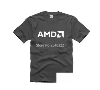 Recién llegado de color sólido AMD T-shirt logo de la CPU de la Computadora de la personalidad 10 colores de la camiseta