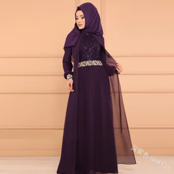 Ramadán Turquía Musulmana Vestido de las Mujeres Abaya Isalmic la Ropa de la Impresión de Color Sólido de Oscilación Grande de Una línea de Más el Tamaño de Vestidos de marruecos Kaftan