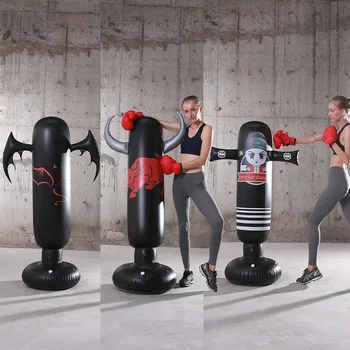Nuevo Diseño de Boxeo Columna Libre de la Aptitud Saco de boxeo con cuerno de Buey 63 Pulgadas Punch Objetivo Vasos al aire libre Juguetes Inflables
