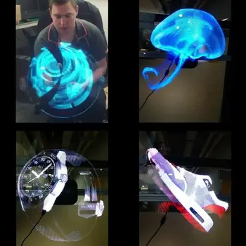 Holograma 3D Proyector LED Holográfica Fan de 3D Publicidad del Logotipo de la Luz de la Exhibición de la Publicidad Ojo Desnudo Fan de la Luz para la Tienda de regalos