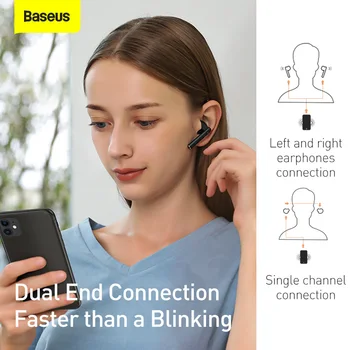 Baseus W05 TWS Auriculares Bluetooth Verdadero Inalámbrica 5.0 Auriculares HD Auriculares Estéreo de Apoyo Qi de Carga Inalámbrica En la Oreja los Auriculares