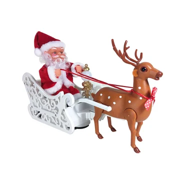 Santa trineo con renos ciervo adornos de Navidad y Año Nuevo regalo elk trineo de Santa Claus muñeco con la música eléctrico colgante 20O24