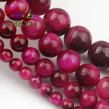 La Piedra Natural Rojo de la Rosa Ojo de Tigre Bolas 6 8 10 12 mm Ronda Suelta Perlas para la Joyería de Bricolaje Pulsera del Collar de la Joyería de 15 pulgadas