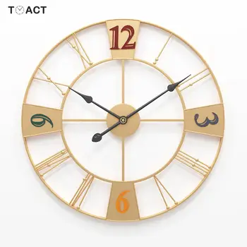 Nórdicos Gran Reloj de Pared Número de Relojes de pared Tranquilo Metal Relojes de Pared Relojes Modernos de Decoración Para la Sala de estar de 60 cm